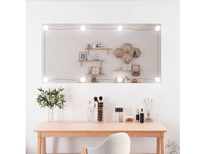 vidaXL Nástenné zrkadlo s LED svetlami 50x100 cm sklo obdĺžnikové