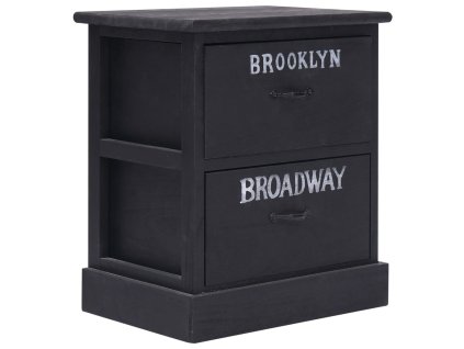 vidaXL Nočný stolík, čierny 38x28x45 cm, drevo paulovnie