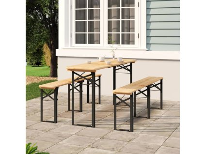 vidaXL 3-dielna skladacia súprava pivného stolíka masívna jedľa