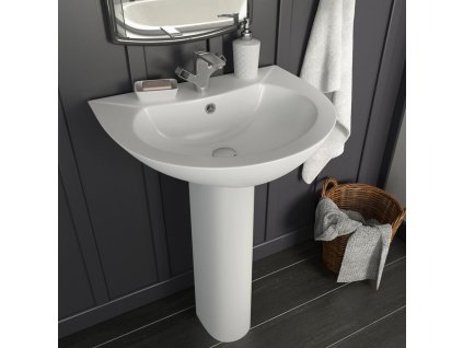 vidaXL Voľne stojace umývadlo s podstavcom keramické biele