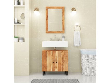 vidaXL Zrkadlo 70x50 cm masívne akáciová drevo a sklo