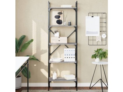 vidaXL Knižnica 5-poschodová sivá sonoma 56x31,5x174 cm kompoz. drevo