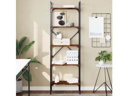 vidaXL Knižnica 5-poschodová dymový dub 56x31,5x174cm kompozitné drevo