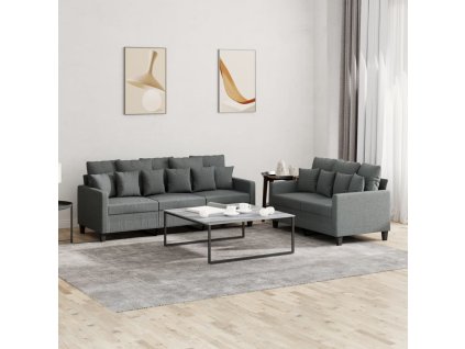 vidaXL 2-dielna sedacia súprava s vankúšmi tmavosivá látka