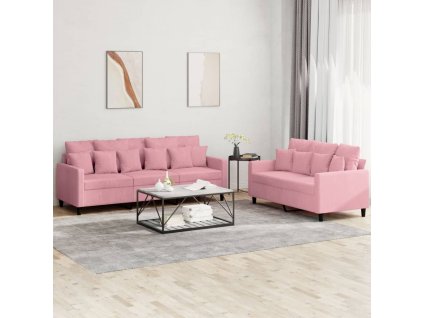 vidaXL 2-dielna sedacia súprava s vankúšmi ružová zamat