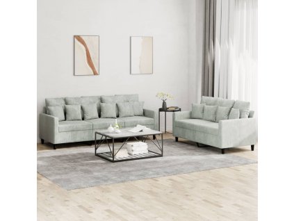 vidaXL 2-dielna sedacia súprava s vankúšmi bledosivá zamat