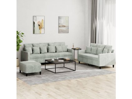 vidaXL 3-dielna sedacia súprava s vankúšmi bledosivá zamat