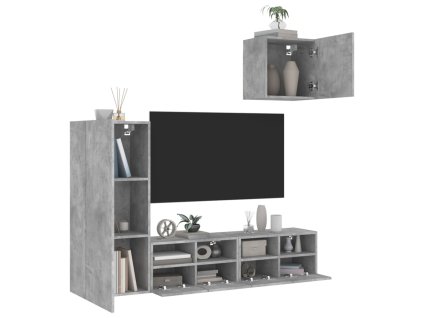 vidaXL 4-dielne TV nástenné skrinky betónovo sivé kompozitné drevo