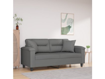 vidaXL 2-miestna pohovka s vankúšmi tmavosivá 140 cm mikrovlákno