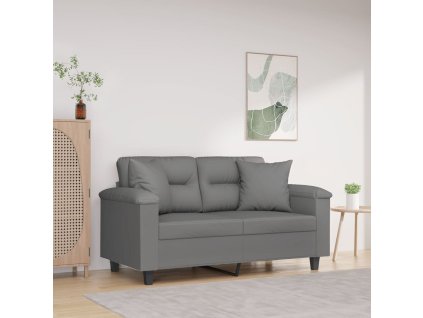 vidaXL 2-miestna pohovka s vankúšmi tmavosivá 120 cm mikrovlákno