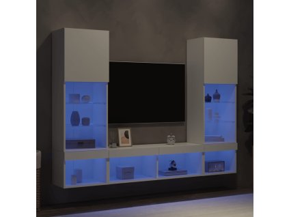 vidaXL 5-dielne TV nástenné skrinky s LED biele kompozitné drevo