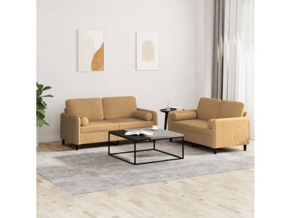 vidaXL 2-dielna sedacia súprava s vankúšmi hnedá zamat