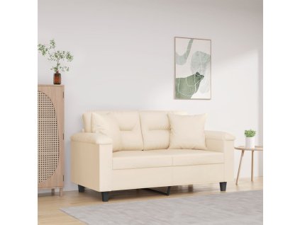 vidaXL 2-miestna pohovka s vankúšmi béžová 120 cm mikrovlákno