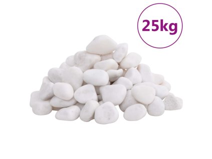 vidaXL Leštené kamienky 25 kg biele 2-5 cm