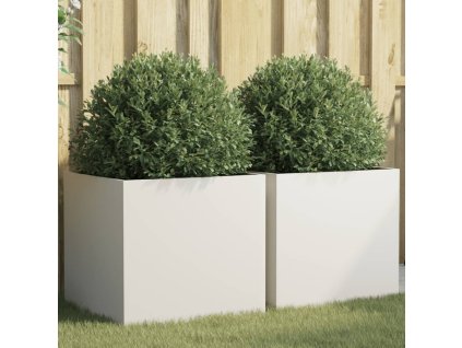 vidaXL Kvetináče 2 ks biele 49x47x46 cm oceľ