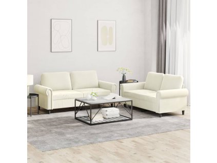 vidaXL 2-dielna sedacia súprava s vankúšmi krémová zamat