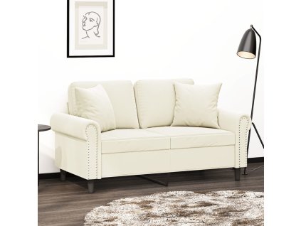 vidaXL 2-miestna pohovka s vankúšmi krémová 120 cm zamat