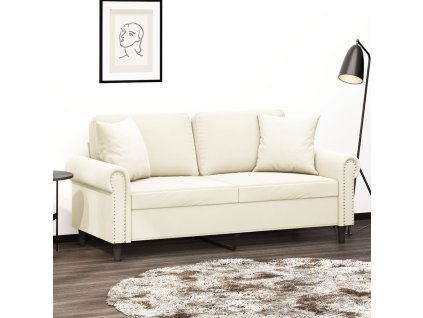 vidaXL 2-miestna pohovka s vankúšmi krémová 140 cm zamat