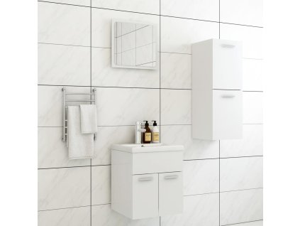 vidaXL Súprava kúpeľňového nábytku biela drevotrieska