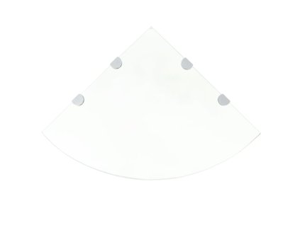 vidaXL Rohové poličky z priehľadného skla s chrómovanými úchytkami 45x45 cm 2 ks