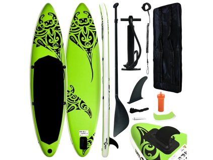 vidaXL Nafukovací Stand Up Paddleboard 366x76x15 cm zelený