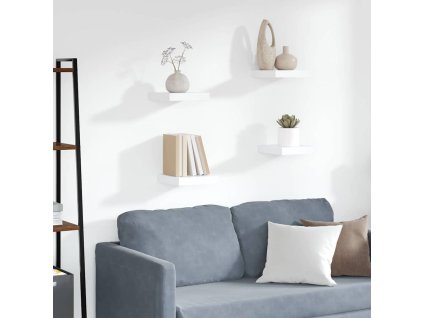 vidaXL Plávajúce nástenné police 4 ks, biele 23x23,5x3,8 cm, MDF