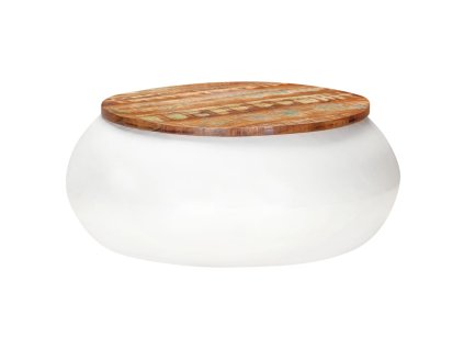 vidaXL Konferenčný stolík biely 68x68x30 cm masívne recyklované drevo