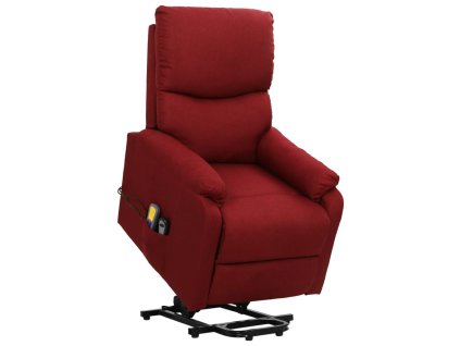 vidaXL Zdvíhacie masážne kreslo vínovočervené látkové