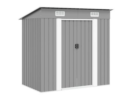 vidaXL Záhradná kôlňa, sivá, kov