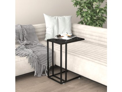 vidaXL Počítačový stolík čierny mramor 50x35x65 cm tvrdené sklo