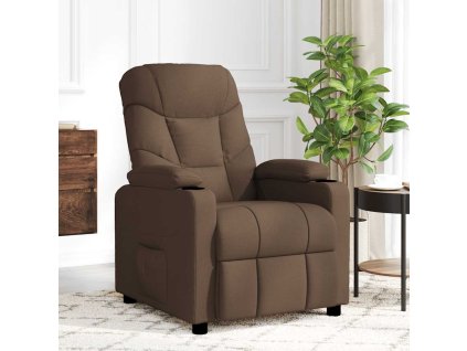 vidaXL Masážne kreslo, hnedé, látka