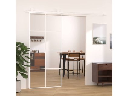 vidaXL Posuvné dvere ESG sklo a hliník 90x205 cm biele