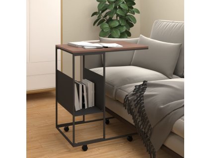 vidaXL Príručný stolík s kolieskami čierny 55x36x63,5cm spracov. drevo