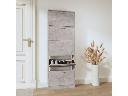 vidaXL Botník betónovosivý 59x17x169 cm spracované drevo