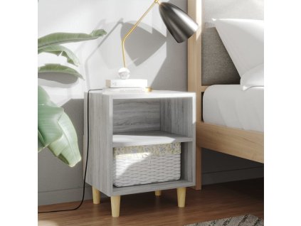 vidaXL Nočné stolíky, nohy z masívu 2 ks, sivá sonoma 40x30x50 cm