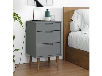 vidaXL Nočný stolík MOLDE, sivý 40x35x65 cm, borovicový masív