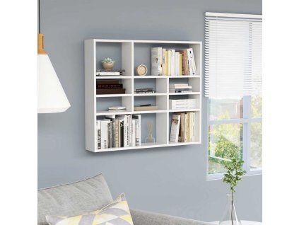 vidaXL Nástenná polica, biela 90x16x78 cm, kompozitné drevo