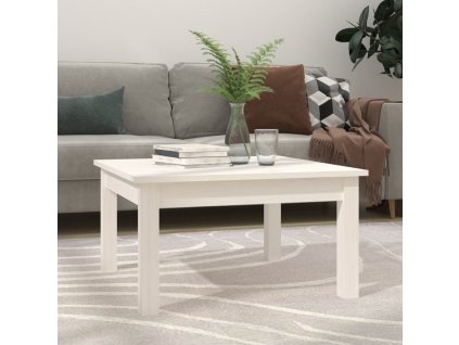 vidaXL Konferenčný stolík biely 55x55x30 cm borovicový masív