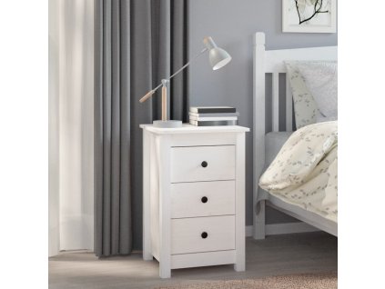 vidaXL Nočný stolík biely 40x35x61,5 cm masívne borovicové drevo