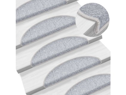 vidaXL Schodové rohože 10 ks 56x17x3 cm svetlosivé polkruhové