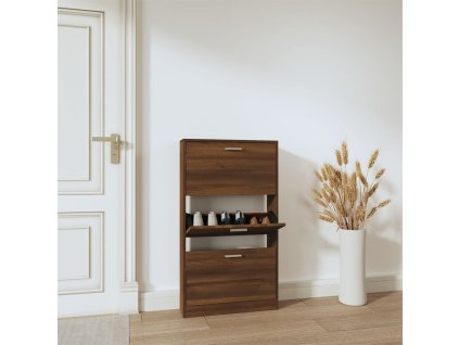 vidaXL Botník hnedý dub 59x17x108 cm spracované drevo