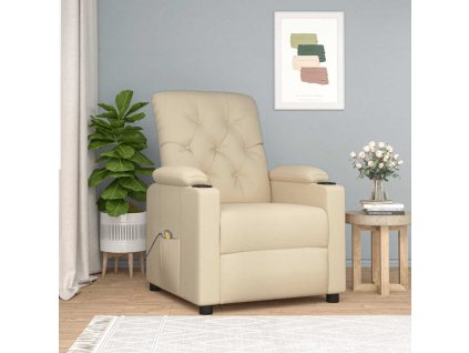 vidaXL Masážne kreslo, krémové, látka