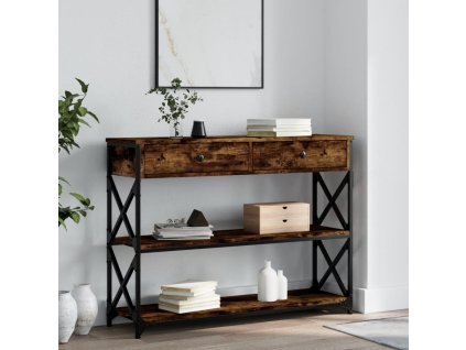 vidaXL Konzolový stolík dymový dub 100x28x75 cm kompozitné drevo