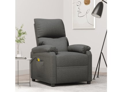 vidaXL Masážne kreslo, tmavosivé, látka