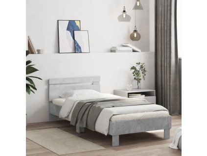 vidaXL Posteľný rám s čelom betónovo sivý 75x190 cm kompozitné drevo