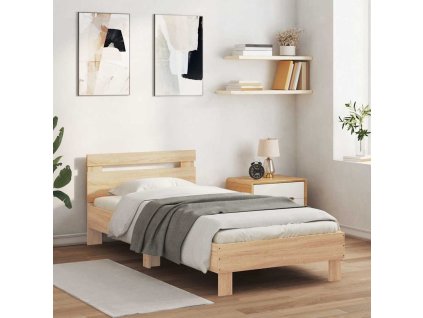 vidaXL Posteľný rám s čelom dub sonoma 75x190 cm kompozitné drevo