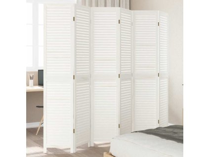 vidaXL Paraván 6 panelov biely masívne drevo paulovnie