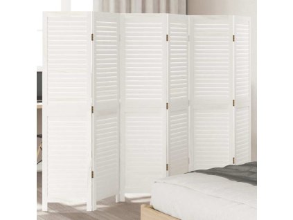 vidaXL Paraván 6 panelov biely masívne drevo paulovnie