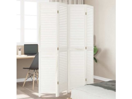 vidaXL Paraván 4 panely biely masívne drevo paulovnie