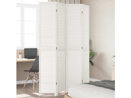 vidaXL Paraván 4 panely biely masívne drevo paulovnie